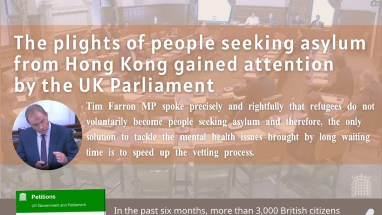 The plights of people seeking asylum from Hong Kong gained attention by the UK Parliament